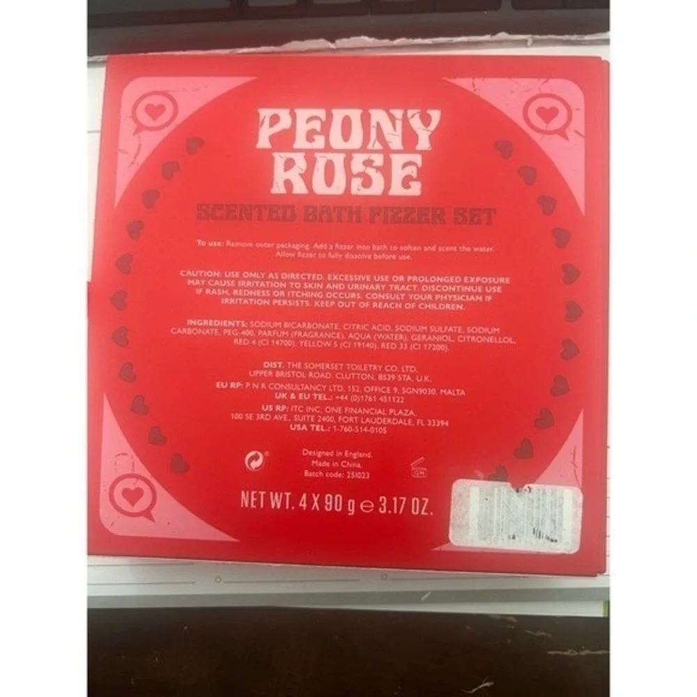 Asquith & Somerset Peony Rose Scented Bath Fizzer Set 4 x 90g Valentine Gift#405